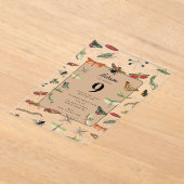 ヴィンテージカラフル虫生誕会テーマ アクリル招待状 (レイダウン)