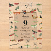 ヴィンテージカラフル虫生誕会テーマ アクリル招待状 (正面)