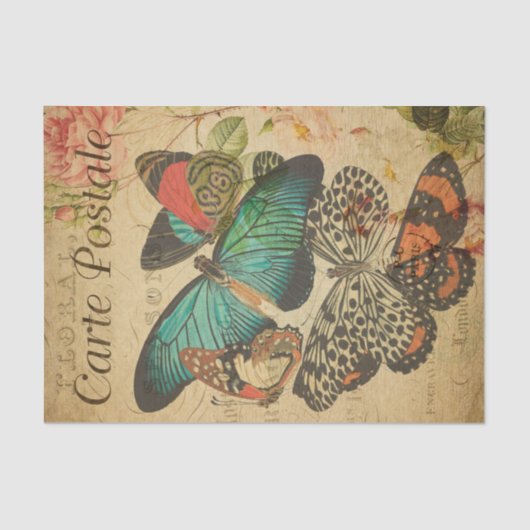 ヴィンテージカラフル蝶とガフランスのス 薄葉紙 (正面)