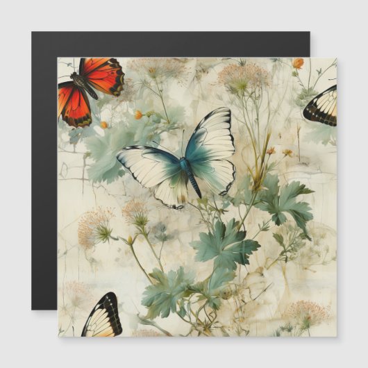 ヴィンテージカラフル蝶と花(2) (正面/裏面)