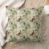 ヴィンテージカラフル蝶と花(2) クッション (ブランケット)