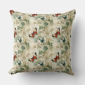 ヴィンテージカラフル蝶と花(2) クッション (正面)