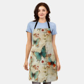 ヴィンテージカラフル蝶と花(3) エプロン (着用した状態)