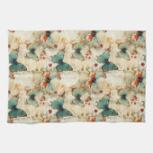 ヴィンテージカラフル蝶と花(3) キッチンタオル (横)