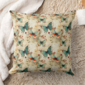 ヴィンテージカラフル蝶と花(3) クッション (ブランケット)