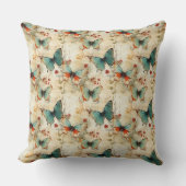 ヴィンテージカラフル蝶と花(3) クッション (正面)