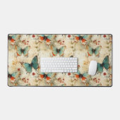 ヴィンテージカラフル蝶と花(3) デスクマット (キーボード&マウス)