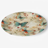 ヴィンテージカラフル蝶と花(3) ペーパープレート (アングル)
