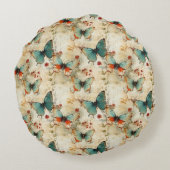 ヴィンテージカラフル蝶と花(3) ラウンドクッション (裏面)