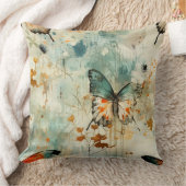 ヴィンテージカラフル蝶と花(4) クッション (ブランケット)