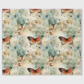 ヴィンテージカラフル蝶と花(4) ラッピングペーパー (フラット)