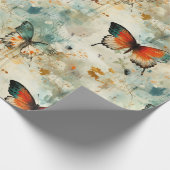ヴィンテージカラフル蝶と花(4) ラッピングペーパー (角)