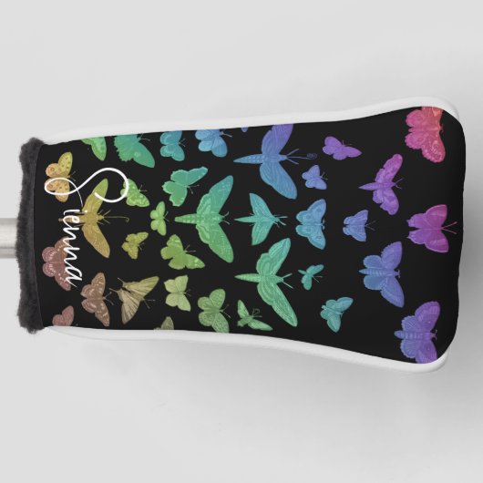 ヴィンテージカラフル蝶は昆虫 ゴルフヘッドカバー (正面)