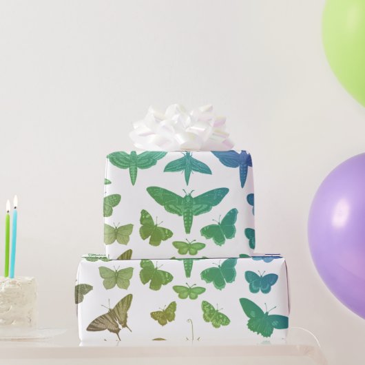 ヴィンテージカラフル蝶は昆虫 ラッピングペーパー (パーティーギフト)