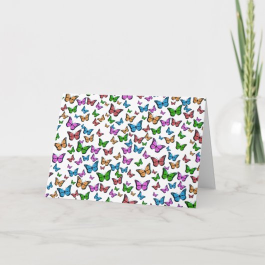 ヴィンテージカラフル蝶イラストレーションアート カード (正面)