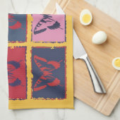 ヴィンテージカラフル蝶ファインアート キッチンタオル (四つ折り)