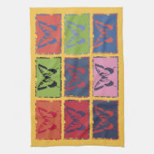 ヴィンテージカラフル蝶ファインアート キッチンタオル (縦)