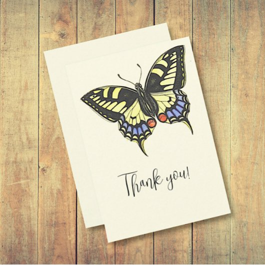 ヴィンテージカラフル蝶 サンキューカード