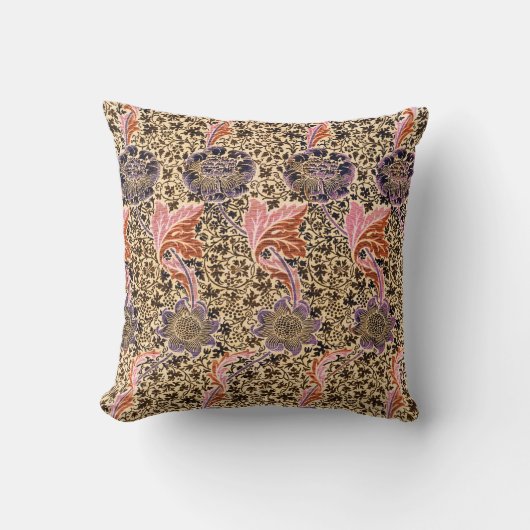 ヴィンテージカラフル装飾花柄 クッション (正面)