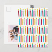 ヴィンテージカラフル誕生日キャンドルパーティー シーズンポストカード (正面/裏面)