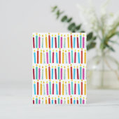 ヴィンテージカラフル誕生日キャンドルパーティー 案内ポストカード (スタンド正面)