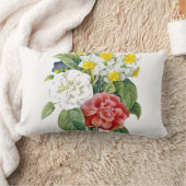 ヴィンテージカラフル赤、白、青の花Redoute ランバークッション (ブランケット)