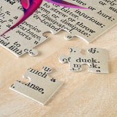 ヴィンテージカラフル辞書ページ上のハミングバード ジグソーパズル (側面)