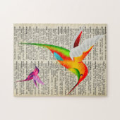ヴィンテージカラフル辞書ページ上のハミングバード ジグソーパズル (横)