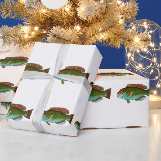 ヴィンテージカラフル魚 ラッピングペーパー (クリスマス)