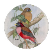ヴィンテージカラフル鳥イラストレーション切断板 カッティングボード (正面)