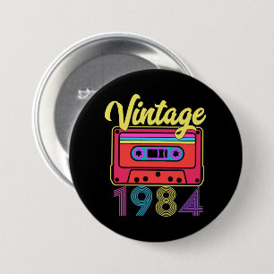 ヴィンテージカラフル1984カセットテープ 缶バッジ
