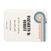 ヴィンテージカラフル70のレトロ結婚式の日付を保存 マグネット (横)