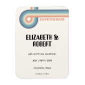 ヴィンテージカラフル70のレトロ結婚式の日付を保存 マグネット (縦)