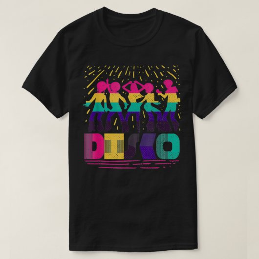 ヴィンテージカラフル70ファンキーのディスコ踊り Tシャツ (デザイン正面)
