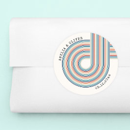 ヴィンテージカラフル70年代テーマモダンレトロ結婚の ラウンドシール