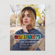 ヴィンテージカラフル80年代の卒業写真アナウンス