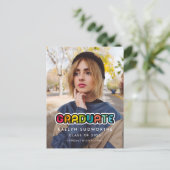 ヴィンテージカラフル80年代の卒業写真アナウンス ポストカード (スタンド正面)