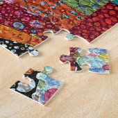 ヴィンテージカラフル・ボホ・ジグザグパッチワーク・キルト ジグソーパズル (側面)