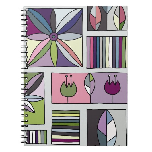 ヴィンテージカラフル、手書き幾何学模様。 ノートブック (正面)