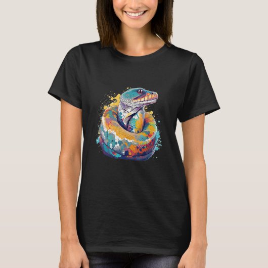 ヴィンテージカラフルPython所有者のヘビ Tシャツ (正面)