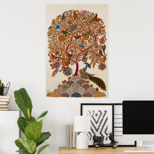 ヴィンテージカラムカリピーコックとの生活の木 ポスター (ホームオフィス)