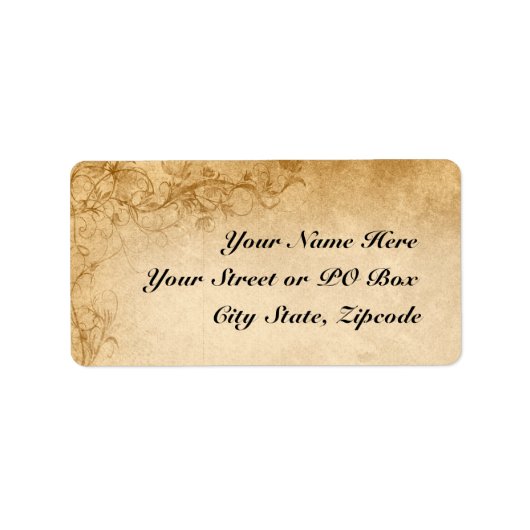 ヴィンテージカラメルブラウン&バラ結婚ズ ラベル (正面)