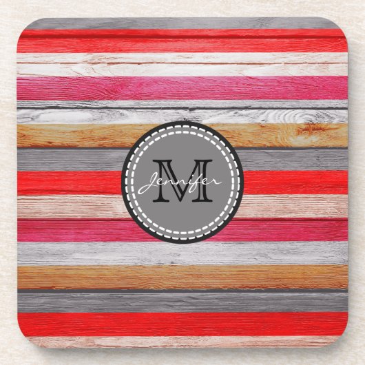 ヴィンテージカラーウッドルックモノグラム#9 コースター (正面)