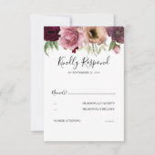 ヴィンテージカラーエレガントダスティバラウェディングRSVP 出欠カード (正面)