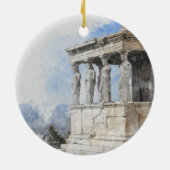 ヴィンテージカラースケッチアテネギリシャオーナメント セラミックオーナメント (裏面)