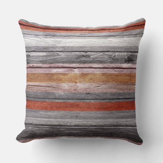 ヴィンテージカラーストライプズウッドルック#4 クッション (正面)
