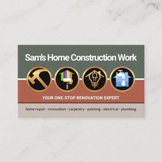 ヴィンテージカラーハンドイマンツール建築ビルダ 名刺 (正面)