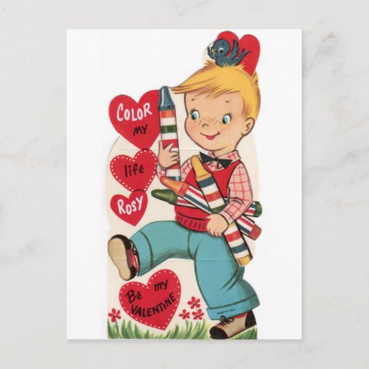 ヴィンテージカラーマイライフローズバレンタインポストカード ポストカード (正面)