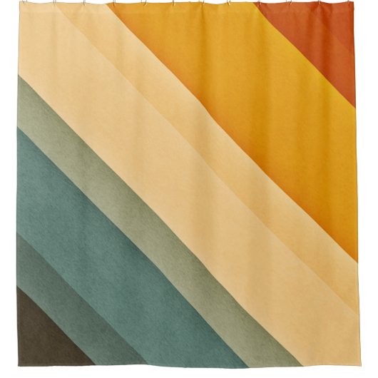 ヴィンテージカラー対角ストライプ色シャワーカーテン シャワーカーテン (正面)