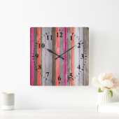 ヴィンテージカラー木目2 スクエア壁時計 (ホーム)